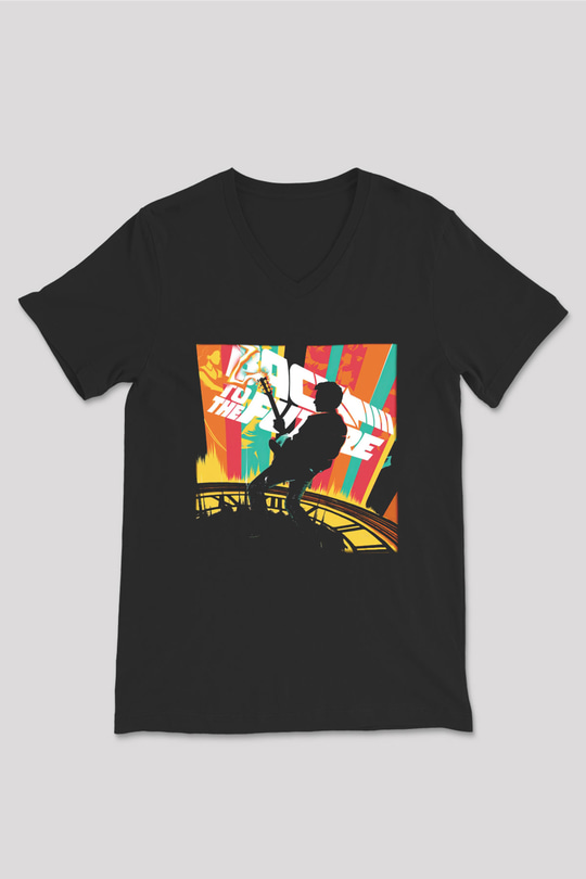 Back to the future Geleceğe Dönüş Siyah Unisex V Yaka Tişört