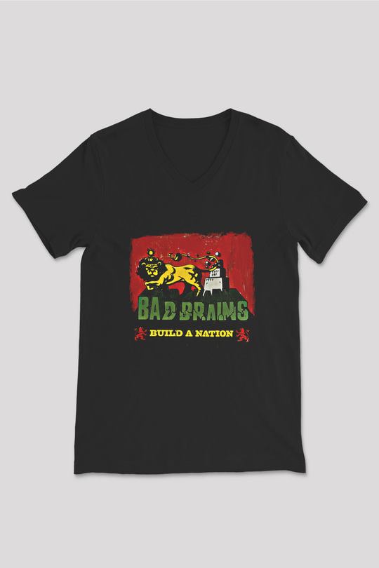 Bad Brains Baskılı Unisex Siyah V Yaka Tişört
