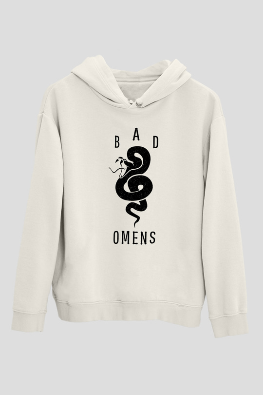 Bad Omens Baskılı Beyaz Unisex Kapüşonlu Sweatshirt