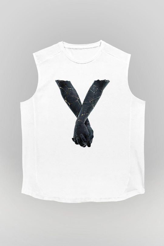 Bad Omens Baskılı Beyaz Unisex Kolsuz Tişört - Tshirt