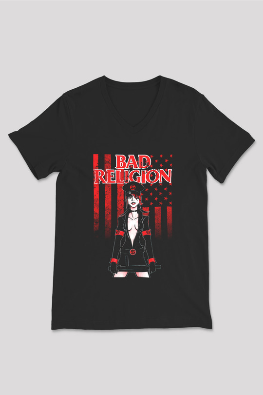 Bad Religion Siyah Unisex V Yaka Tişört T-Shirt