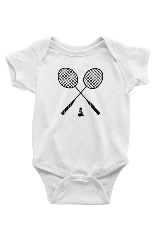Badminton Baskılı Beyaz Bebek Body - Zıbın