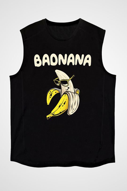Badnana Muz Baskılı Unisex Siyah  Kolsuz Tişört