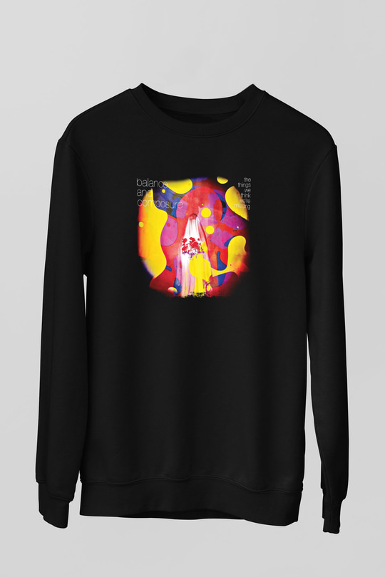 Balance and Composure Baskılı Unisex Siyah Sweatshirt