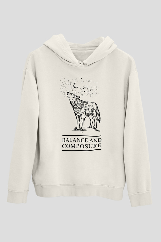 Balance and Composure Beyaz Unisex Kapşonlu Sweatshirt
