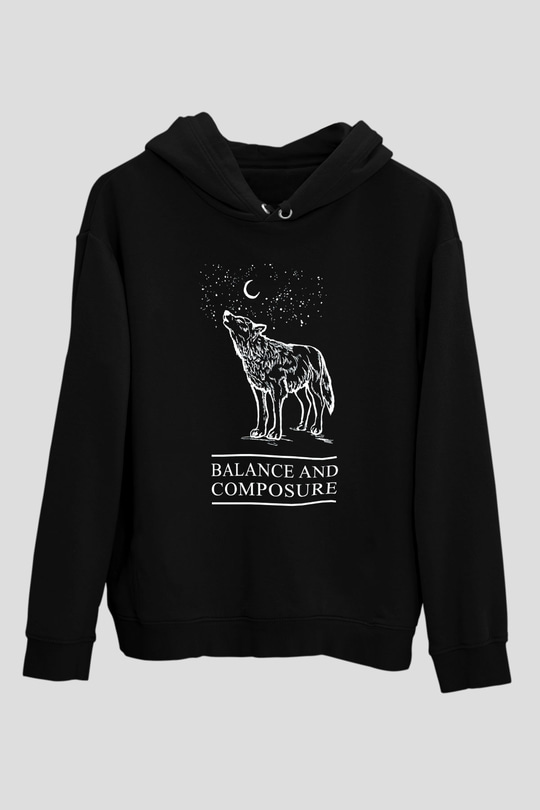 Balance and Composure Siyah Unisex Kapüşonlu Sweatshirt