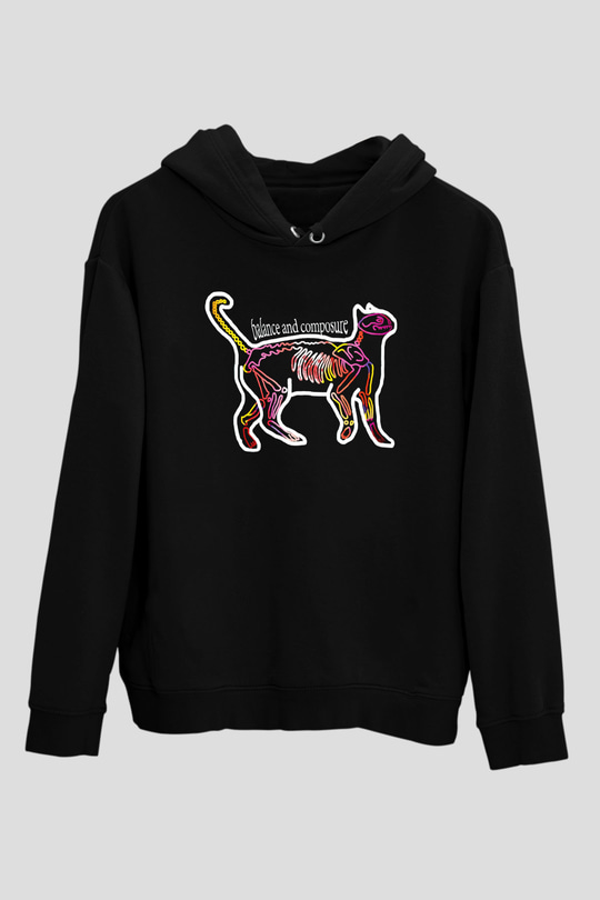 Balance and Composure Siyah Unisex Kapüşonlu Sweatshirt