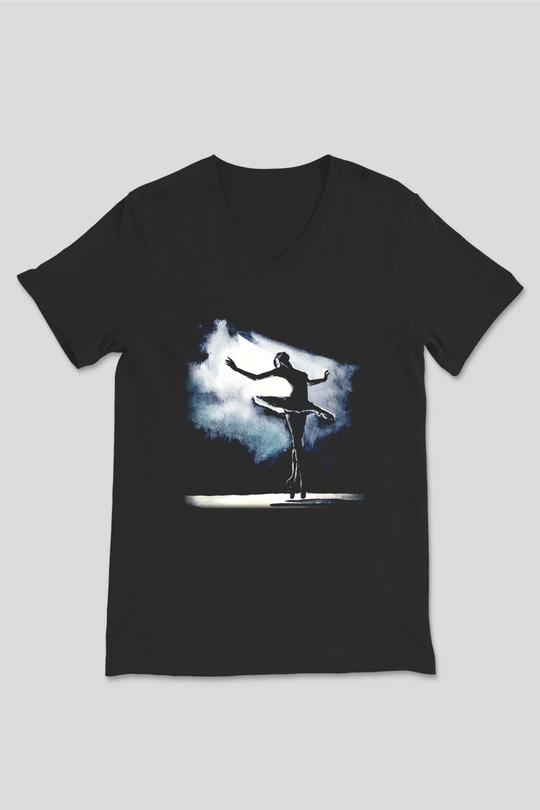 Bale Siyah Unisex V Yaka Tişört T-Shirt
