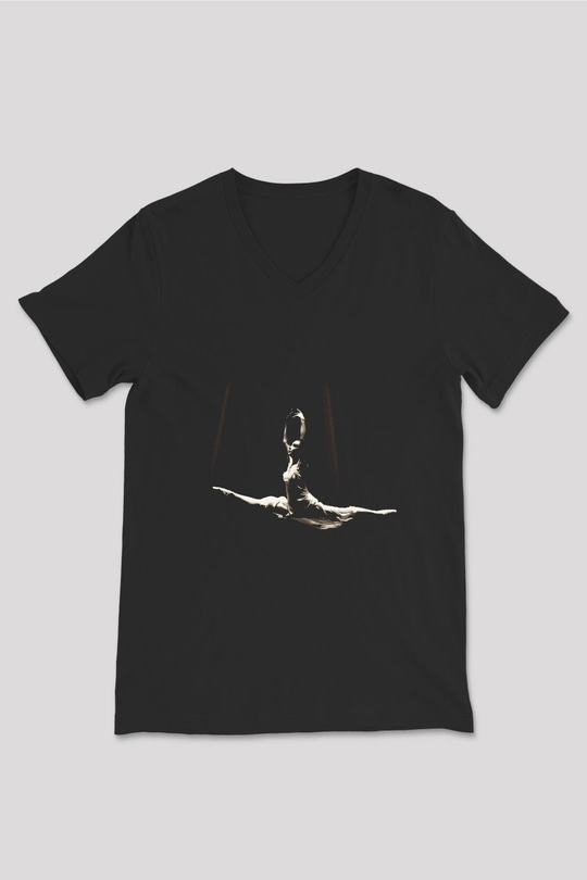 Bale Siyah Unisex V Yaka Tişört T-Shirt