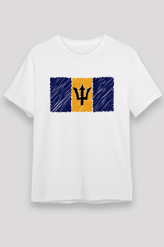 Barbados Beyaz Unisex Tişört T-Shirt - TişörtFabrikası