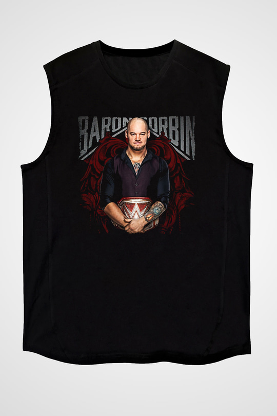 Baron Corbin Baskılı Unisex Siyah Kolsuz Tişört - Tshirt