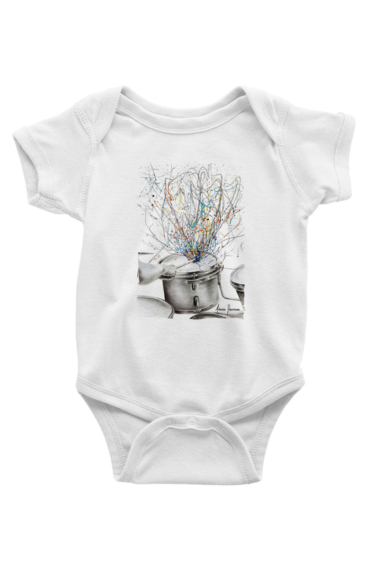 Bateri Baskılı Beyaz Unisex Bebek Body - Zıbın