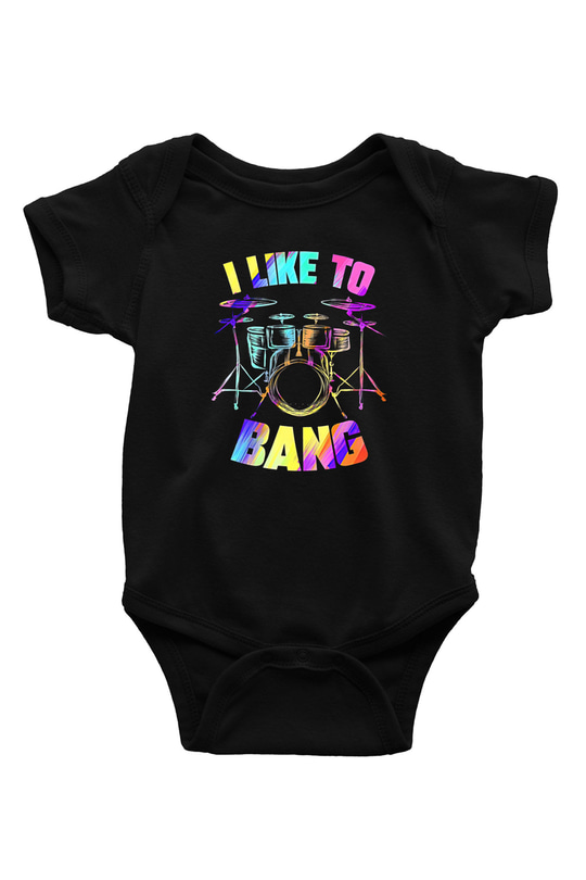 Bateri Baskılı Unisex Siyah Bebek Body - Zıbın