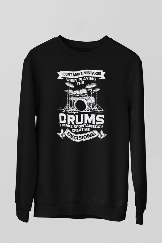 Bateri Baskılı Unisex Siyah Sweatshirt