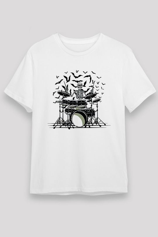 Bateri Unisex Baskılı Beyaz Tişört - Tshirt
