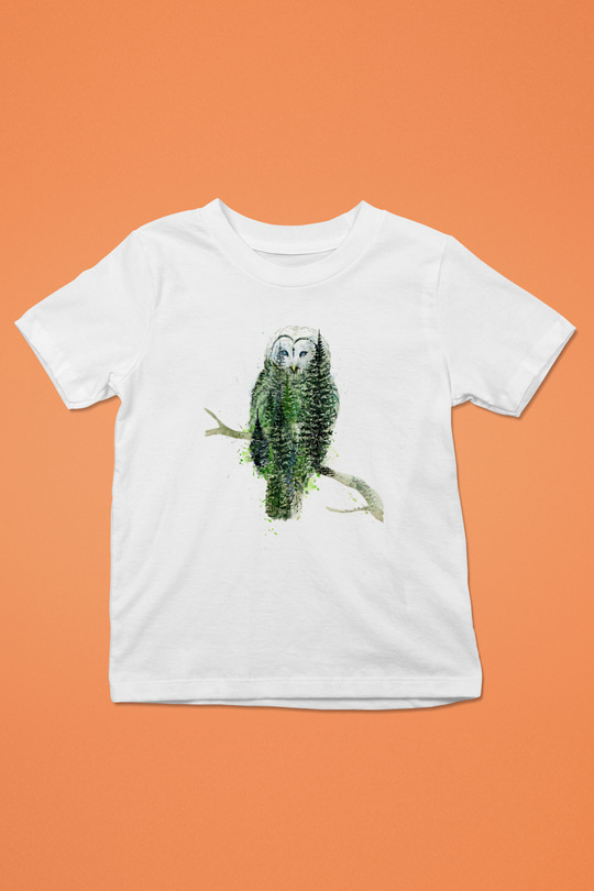 Baykuş Beyaz Unisex Çocuk Tişört