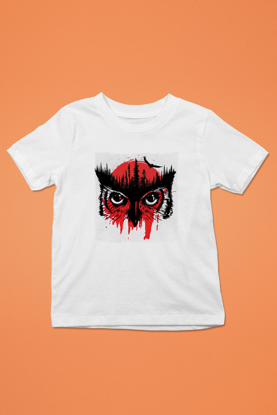Baykuş Beyaz Unisex Çocuk Tişört