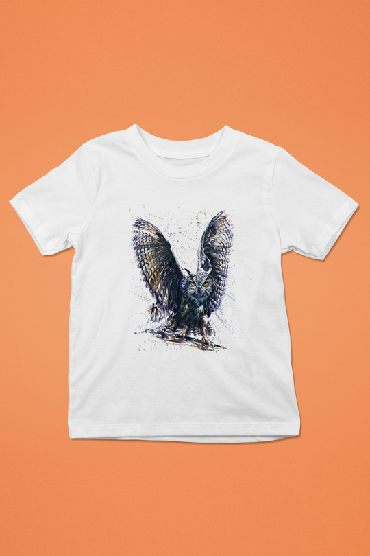 Baykuş Beyaz Unisex Çocuk Tişört