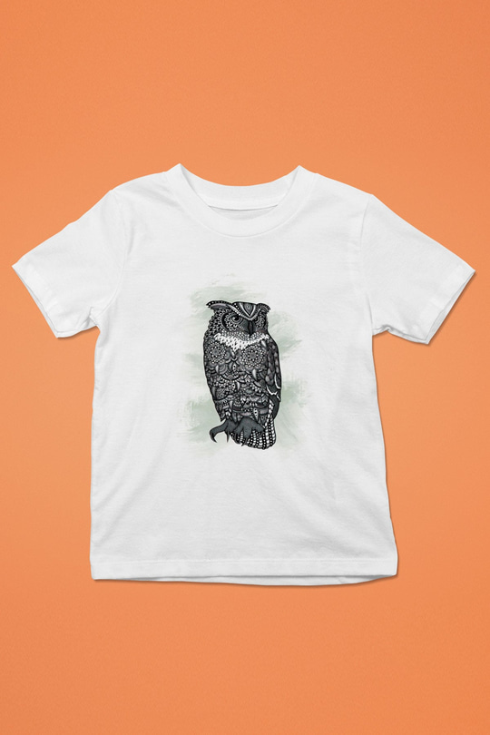 Baykuş Beyaz Unisex Çocuk Tişört