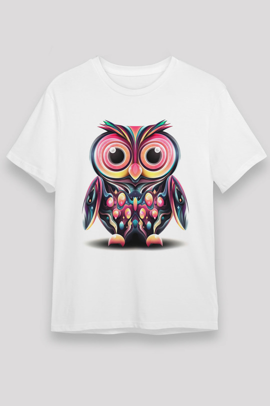 Baykuş Beyaz Unisex Tişört T-Shirt - TişörtFabrikası
