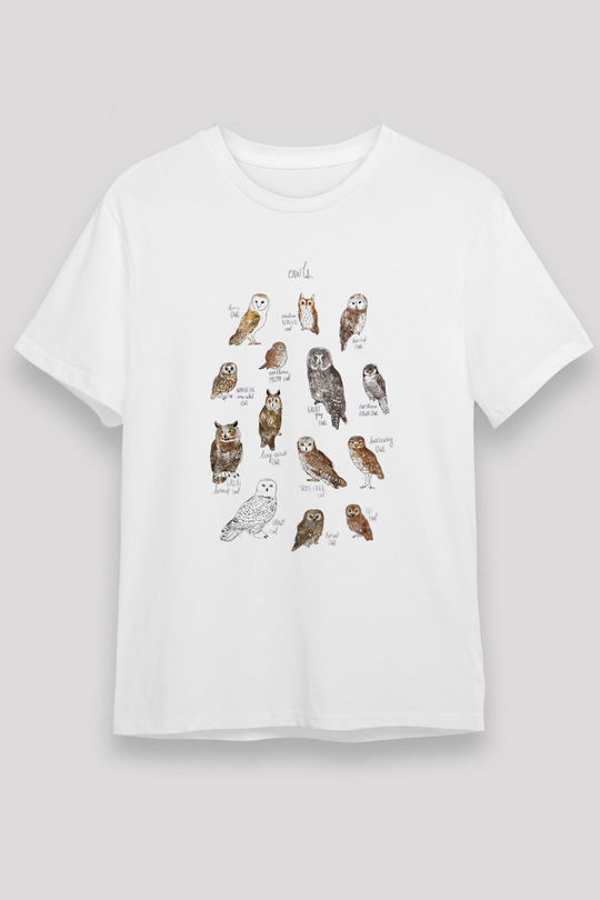 Baykuş Beyaz Unisex Tişört T-Shirt - TişörtFabrikası