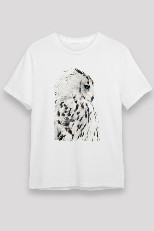 Baykuş Beyaz Unisex Tişört T-Shirt - TişörtFabrikası