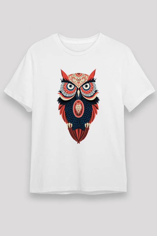 Baykuş Beyaz Unisex Tişört T-Shirt - TişörtFabrikası