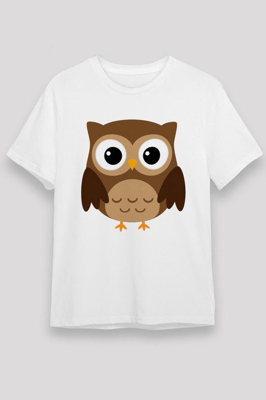 Baykuş Beyaz Unisex Tişört T-Shirt - TişörtFabrikası
