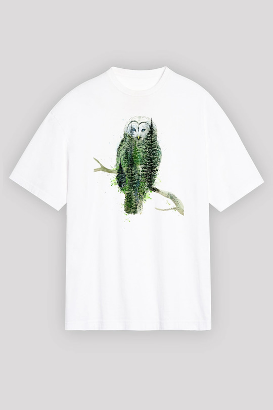 Baykuş Beyaz Unisex Tişört T-Shirt - TişörtFabrikası