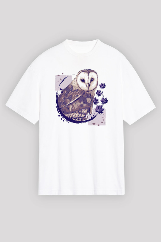 Baykuş Beyaz Unisex Tişört T-Shirt - TişörtFabrikası