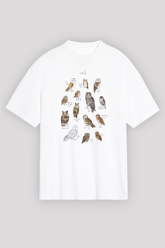 Baykuş Beyaz Unisex Tişört T-Shirt - TişörtFabrikası