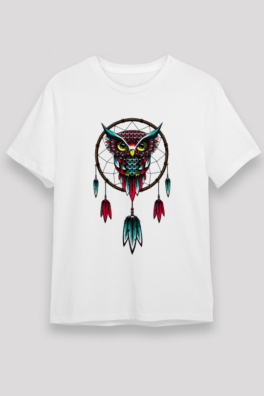 Baykuş Beyaz Unisex Tişört T-Shirt - TişörtFabrikası