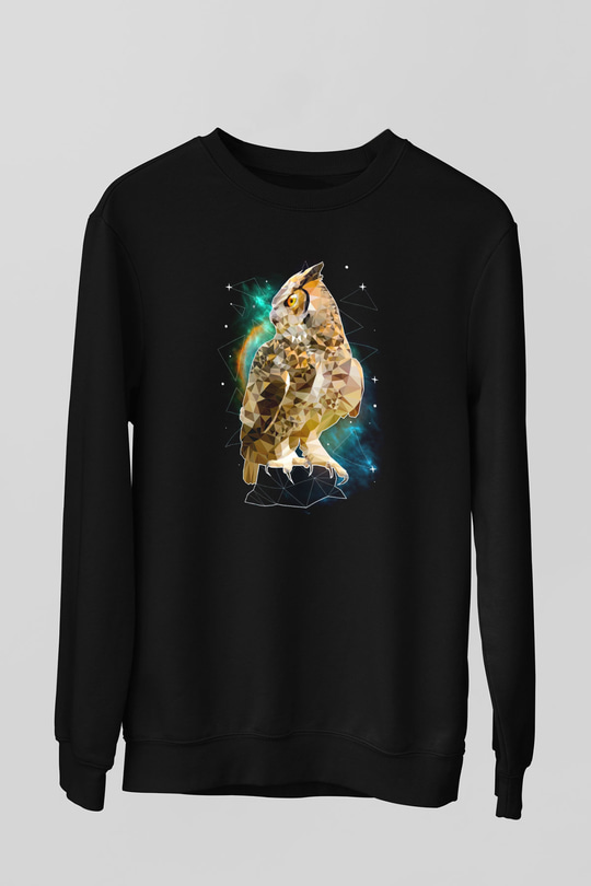Baykuş Siyah Unisex Sweatshirt