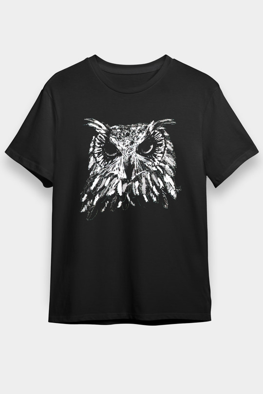 Baykuş Siyah Unisex Tişört T-Shirt - TişörtFabrikası