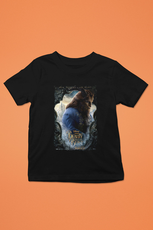 Beauty and the Beast Siyah Unisex Çocuk Tişört