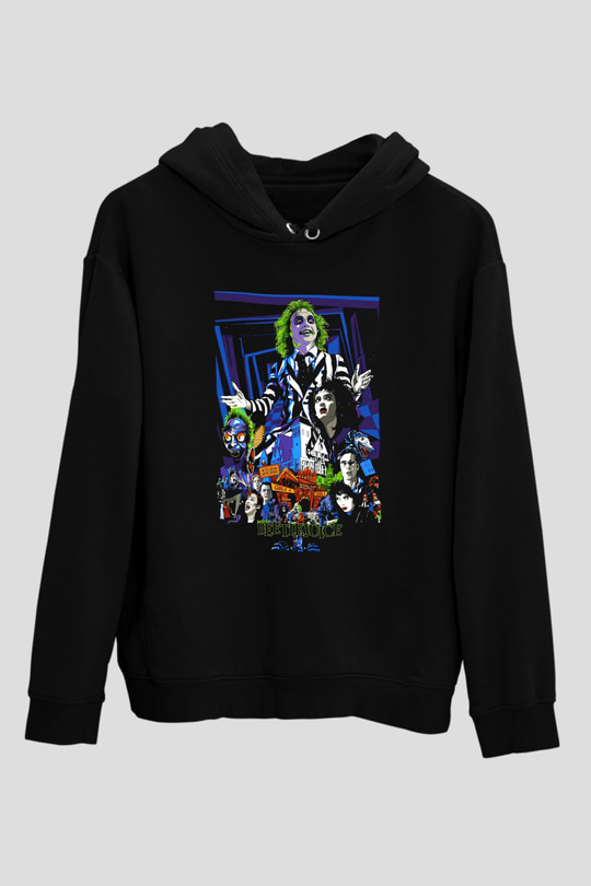 Beetlejuice Beterböcek Siyah Unisex Kapüşonlu Sweatshirt