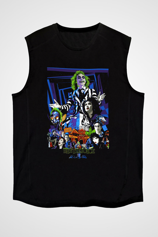 Beetlejuice Beterböcek Siyah Unisex Kolsuz Tişört