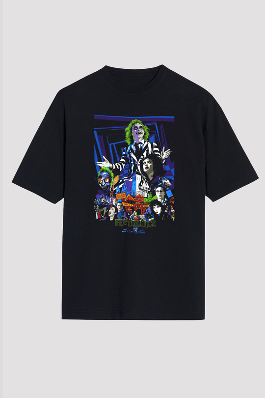 Beetlejuice Beterböcek Siyah Unisex Oversize Tişört