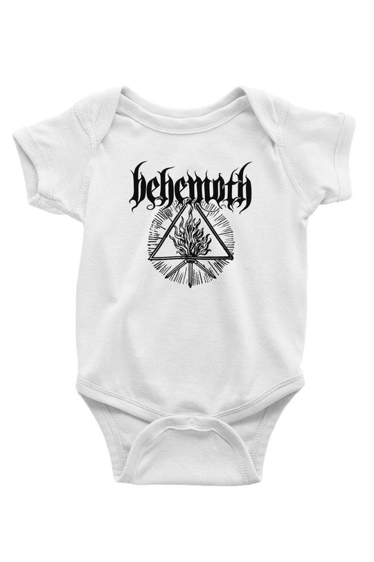 Behemoth Baskılı Beyaz Unisex Bebek Body - Zıbın