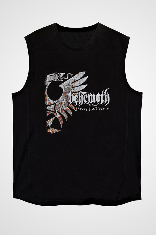 Behemoth Baskılı Unisex Siyah Kolsuz Tişört