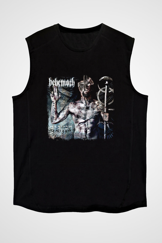 Behemoth Baskılı Unisex Siyah Kolsuz Tişört