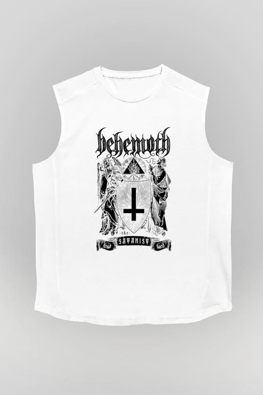 Behemoth Beyaz Unisex Kolsuz Tişört