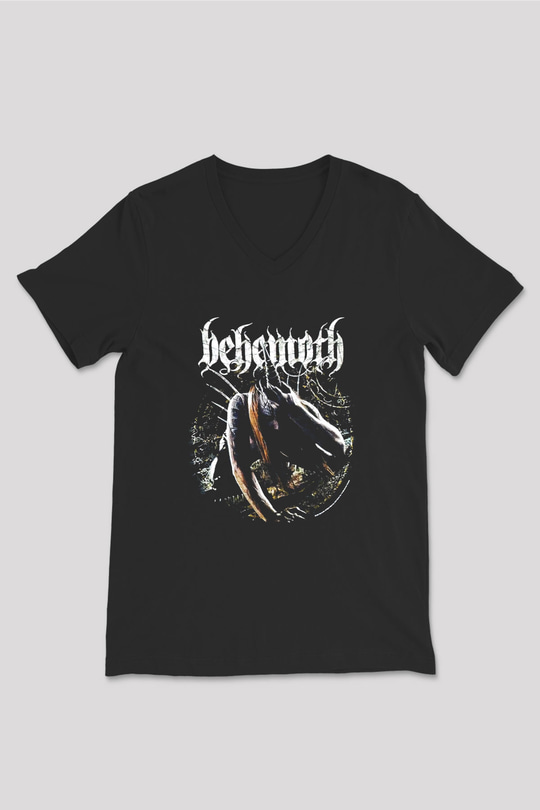 Behemoth Siyah Unisex V Yaka Tişört T-Shirt
