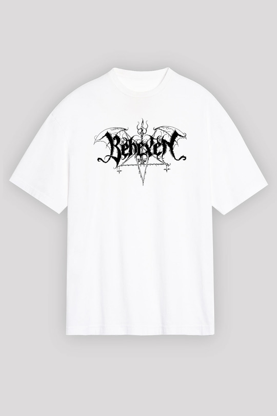 Behexen Baskılı Beyaz Unisex Oversize Tişört - Tshirt