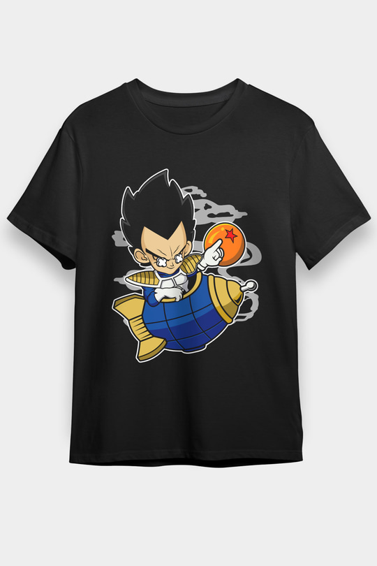 Bejita Rocket Baskılı Unisex Siyah Tişört