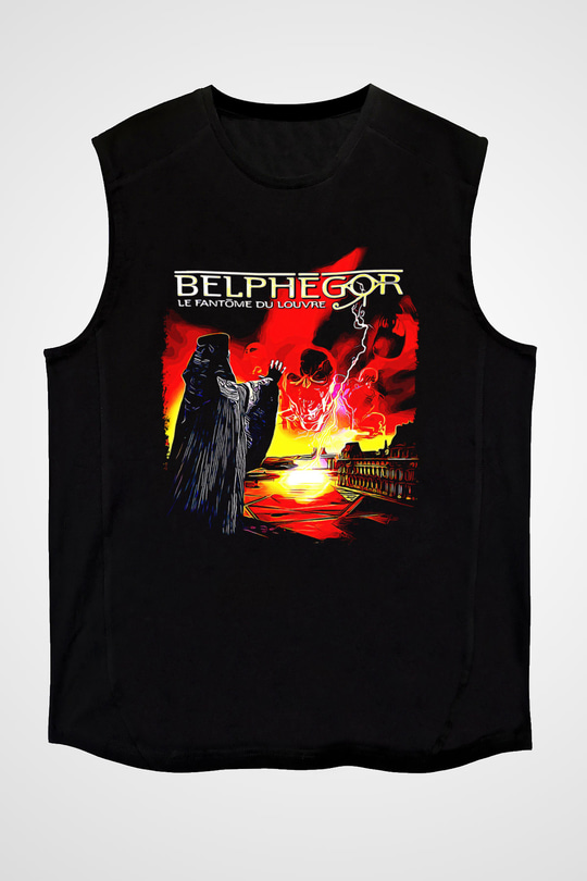 Belphegor Baskılı Unisex Siyah Kolsuz Tişört - Tshirt