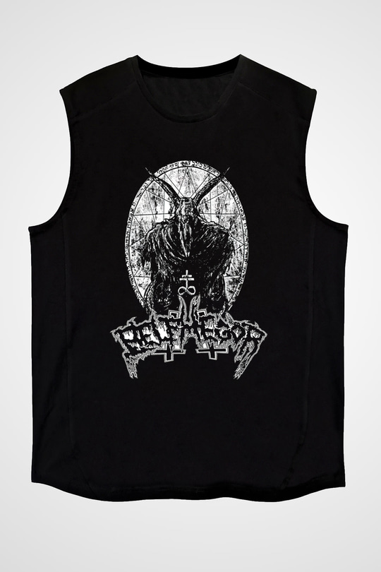 Belphegor Baskılı Unisex Siyah Kolsuz Tişört - Tshirt