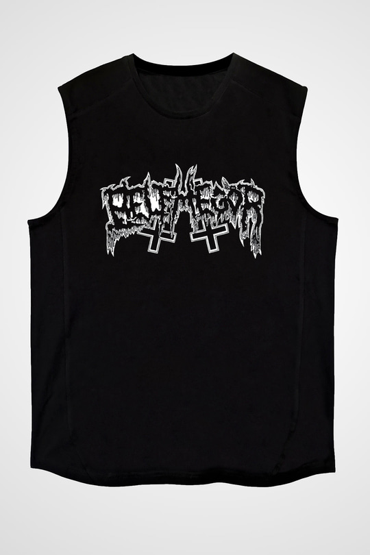 Belphegor Baskılı Unisex Siyah Kolsuz Tişört - Tshirt
