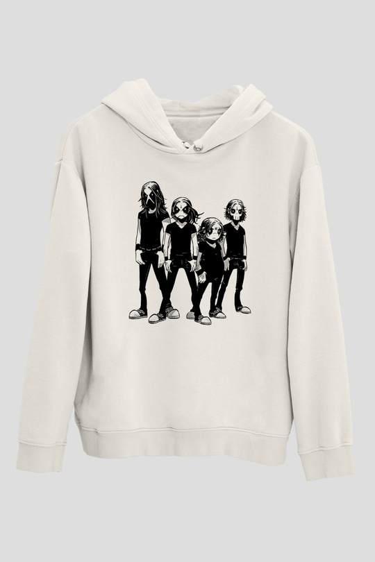 Belzebubs Baskılı Beyaz Unisex Kapüşonlu Sweatshirt