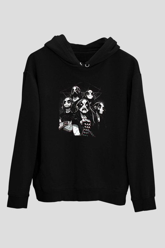 Belzebubs Baskılı Unisex Siyah Kapüşonlu Sweatshirt